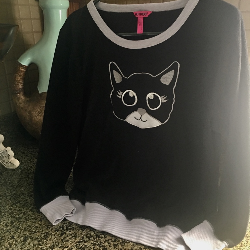 Hot Kiss goth punk Emo fleece kitty top SZ large
